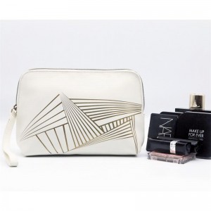 High Quality Daily Use Snow White Clutch Purse White Foil Stamping Water-based PU Wristlet Cosmetic Bag