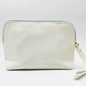 High Quality Daily Use Snow White Clutch Purse White Foil Stamping Water-based PU Wristlet Cosmetic Bag