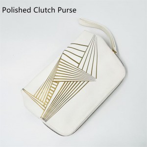 High Quality Daily Use Snow White Clutch Purse White Foil Stamping Water-based PU Wristlet Cosmetic Bag