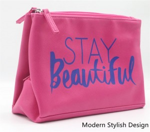 2022 New Product Trendy Innuendo Pink Large Capacity Foldable Makeup Storage Clutch Bag Water-based PU Cosmetic Bag