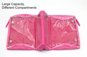2022 New Product Trendy Innuendo Pink Large Capacity Foldable Makeup Storage Clutch Bag Water-based PU Cosmetic Bag