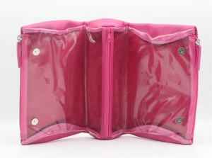 2022 New Product Trendy Innuendo Pink Large Capacity Foldable Makeup Storage Clutch Bag Water-based PU Cosmetic Bag