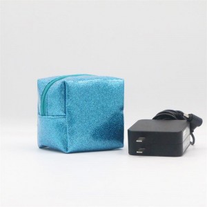 Fashion Plump Coin Purse Glitter Blue PU Makeup Pouch Waterproof PU Cute Cosmetic Pouch