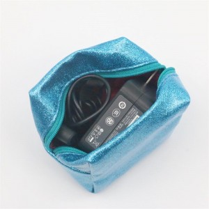 Fashion Plump Coin Purse Glitter Blue PU Makeup Pouch Waterproof PU Cute Cosmetic Pouch