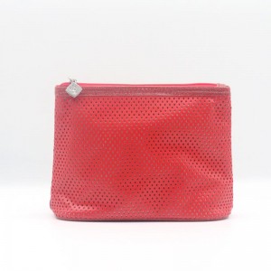 2022 Popular Poinciana Red Hollow-out Design Water-based PU Cosmetic Bag