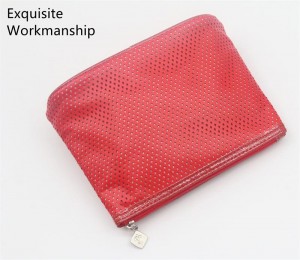 2022 Popular Poinciana Red Hollow-out Design Water-based PU Cosmetic Bag