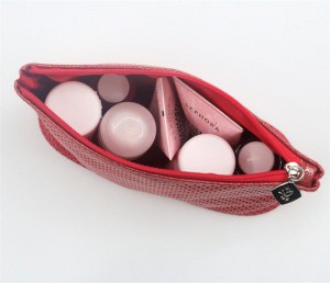 2022 Popular Poinciana Red Hollow-out Design Water-based PU Cosmetic Bag
