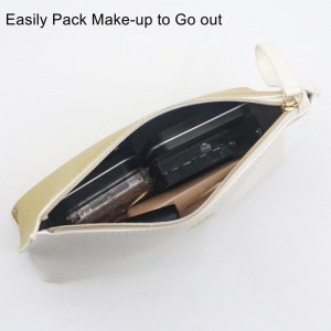 Hot Sale Snow White Clutch Purse Water-based PU Double Sided Different Color Wristlet Zipper Pouch