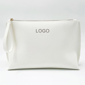 Hot Sale Snow White Clutch Purse Water-based PU Double Sided Different Color Wristlet Zipper Pouch