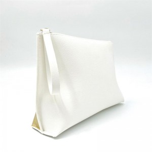 Hot Sale Snow White Clutch Purse Water-based PU Double Sided Different Color Wristlet Zipper Pouch