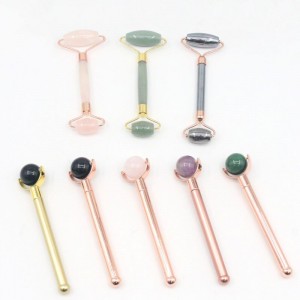 Wholesale Rose Pink Massage Face Jade Roller Beauty Vitamin C Essential Oil Face Serum Set
