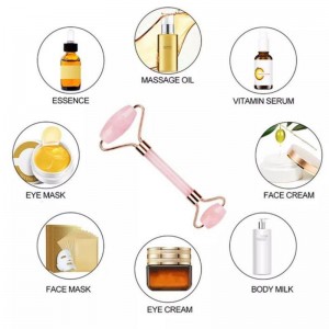 Wholesale Rose Pink Massage Face Jade Roller Beauty Vitamin C Essential Oil Face Serum Set