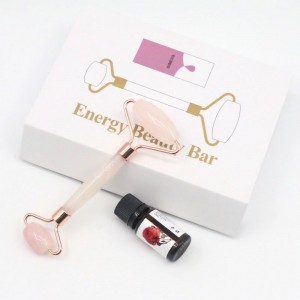 Wholesale Rose Pink Massage Face Jade Roller Beauty Vitamin C Essential Oil Face Serum Set